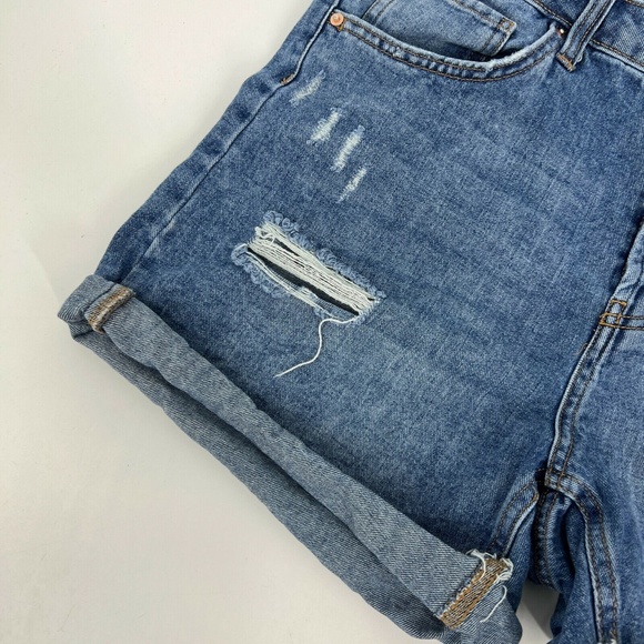 Wild Fable Denim Shorts Womens Size 12 Blue Jean High Rise Bermuda Distressed - Picture 5 of 8